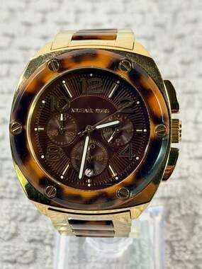 Michael Kors Tribeca Chronograph Tortoise Acetate and Gold-Tone  Watch